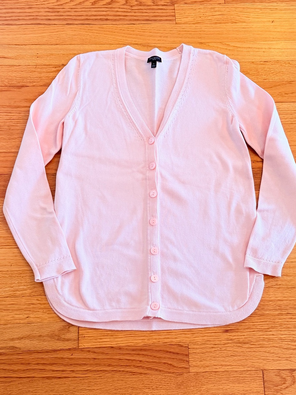 Talbots Soft Light Pink V-Neck Button Front Cardigan